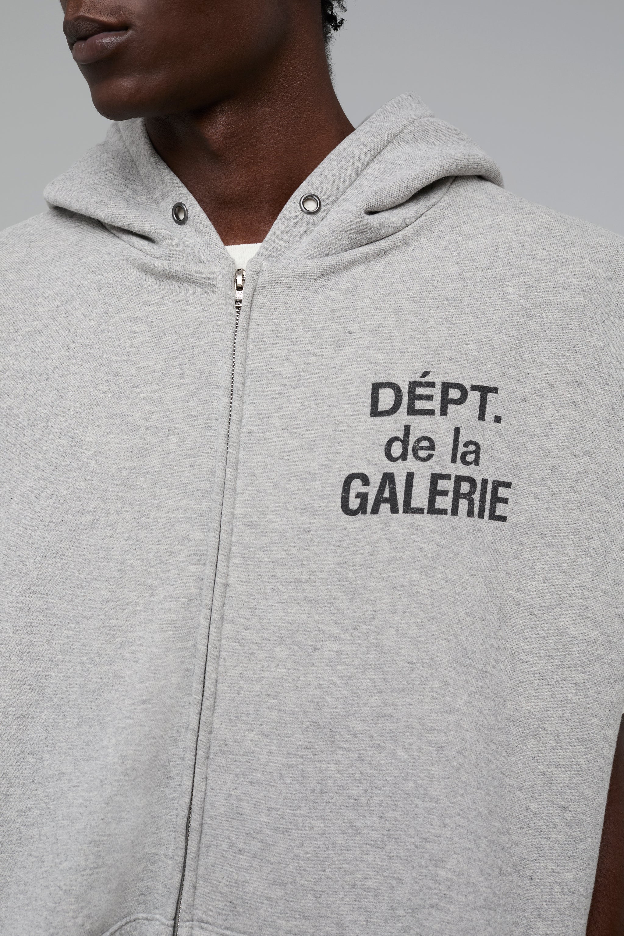 GALLERY DEPT. 90'S FULL ZIP CUT OFF | HEATHER GREY