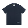 A dark gray short-sleeve relaxed-fit T-shirt with a blue undertone, featuring a small white “DÉPT. de la GALERIE” logo near the lower right front, set against a plain white background.