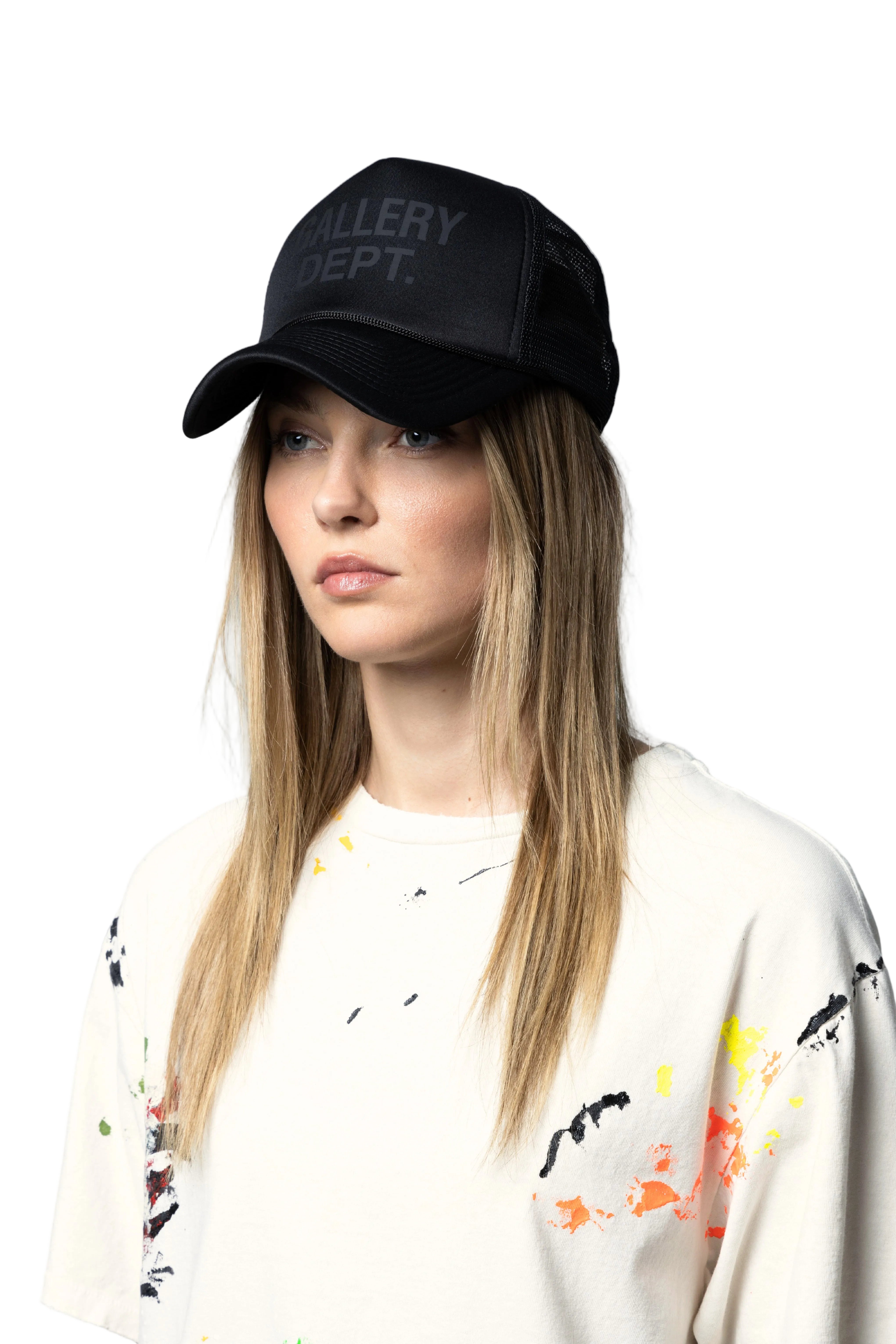GALLERY DEPT. GD LOGO TRUCKER CAP | BLACK/BLACK