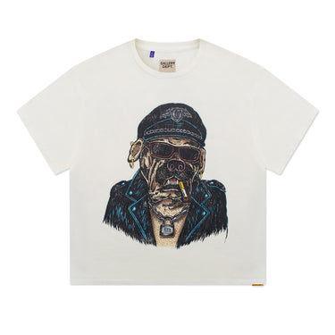 MI - OCT BIKER DOG TEE - LIGHT ARCHIVAL WHITE TOPS GALLERY DEPARTMENT LLC
