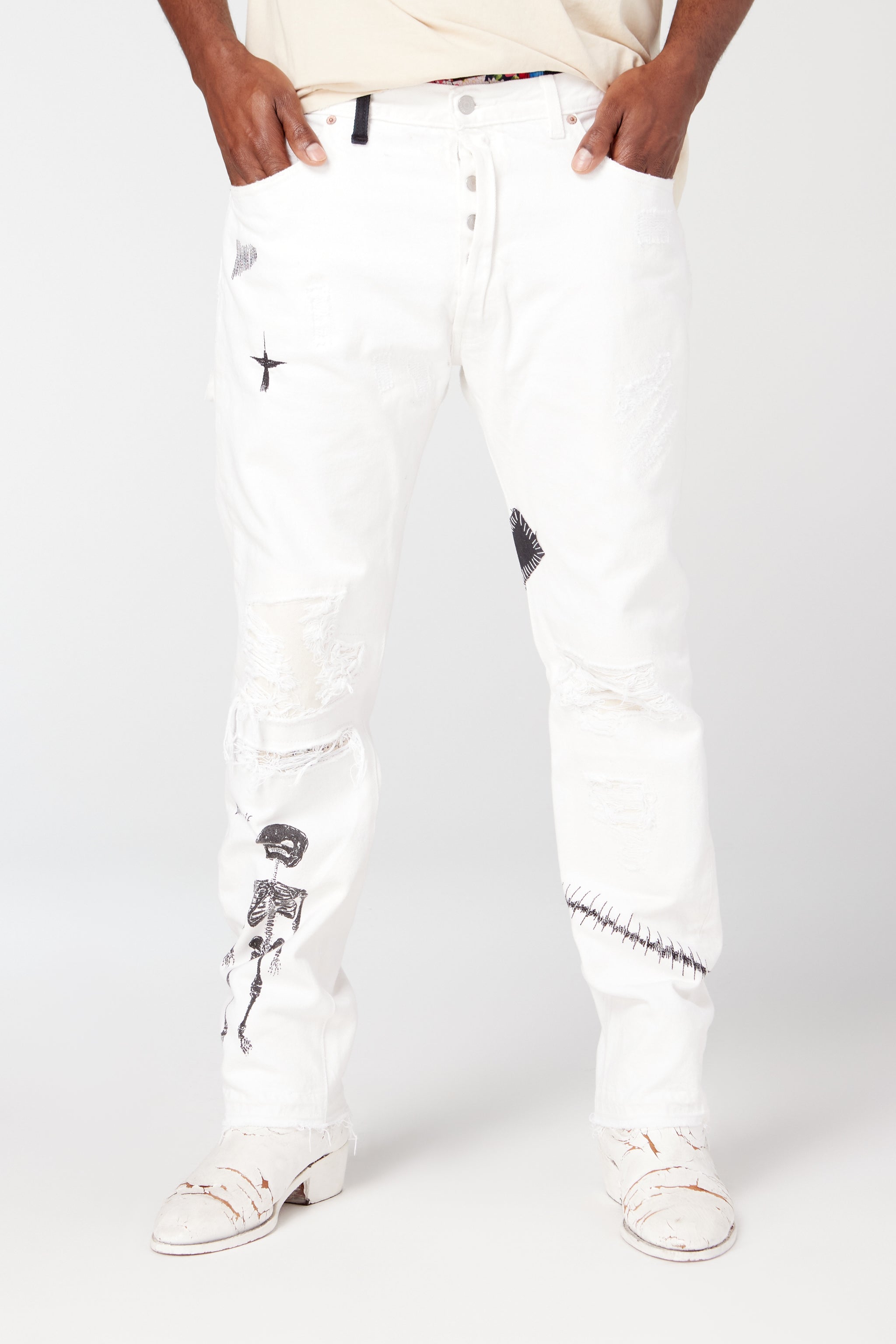 Gallery dept. Scumbag orders supply co white deinm patwork pants